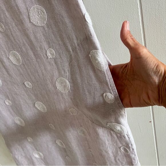 Embroidered Italian Linen Shift Dress - Picture 4 of 9